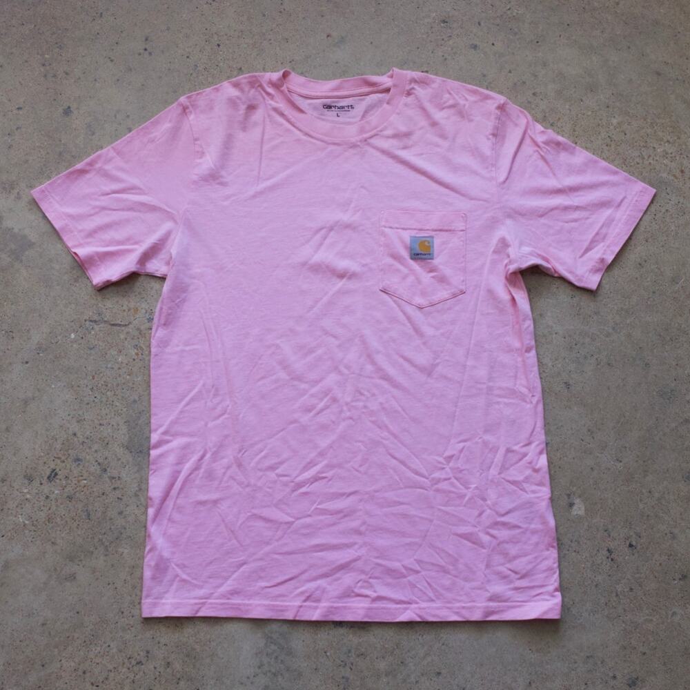 NWOT Carhartt WIP Pocket T-Shirt Pink Crewneck Logo Tee Size Large
